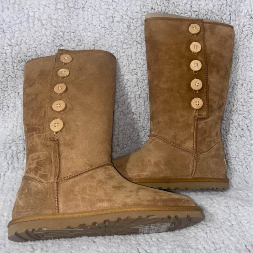 UGG Tan Button-Accent Winter Boots